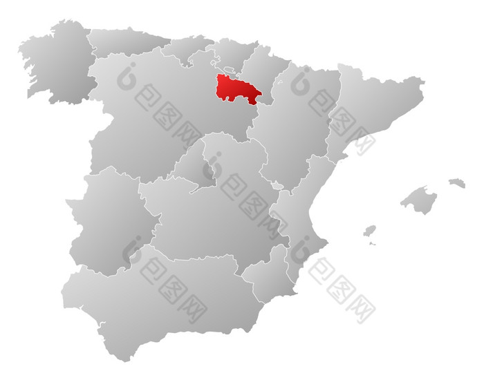 地图西班牙里奥哈突出显示政治地图西班牙与的几个地区在哪里里奥哈突出显示