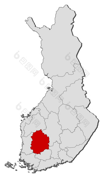 地图芬兰皮尔坎马突出显示政治地图芬兰与的几个地区在哪里皮尔坎马突出显示