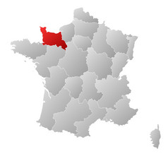 地图法国较低的诺曼底突出显示政治地图法国与的几个地区在哪里较低的诺曼底突出显示