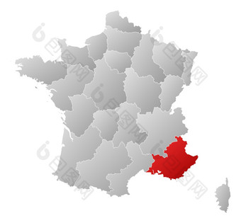 地图法国Provence-Alpes-Cotersquo<strong>天蓝色</strong>突出显示政治地图法国与的几个地区在哪里Provence-Alpes-Cotersquo<strong>天蓝色</strong>突出显示