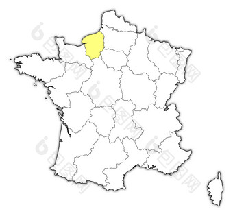 地图法国上诺曼底突出显示政治地图法国与的几个地区在哪里上诺曼底突出显示