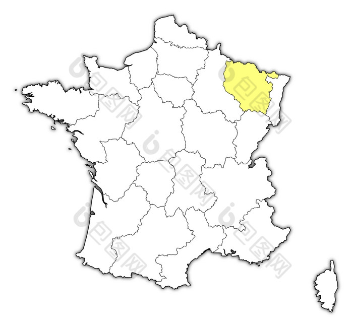 地图法国洛林突出显示政治地图法国与的几个地区在哪里洛林突出显示