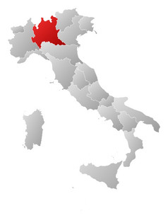 地图意大利伦巴第突出显示政治地图意大利与的几个地区在哪里伦巴第突出显示