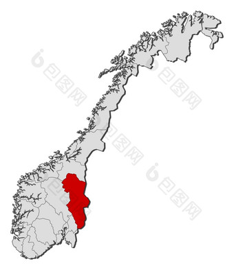 地图挪威Hedmark<strong>突出</strong>显示政治地图挪威与的几个县在哪里Hedmark<strong>突出</strong>显示