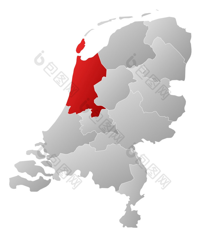 地图荷兰北荷兰突出显示政治地图荷兰与的几个州在哪里北荷兰突出显示