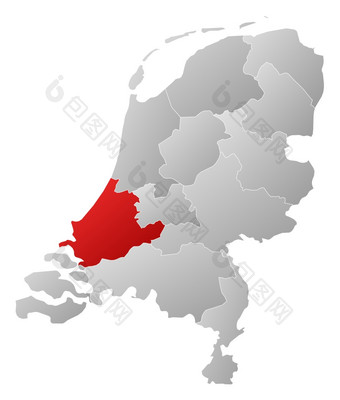 地图荷兰南荷兰突出显示政治地图荷兰与的几个州在哪里南荷兰突出显示