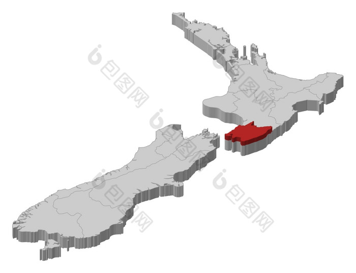 地图新新西兰惠灵顿突出显示政治地图新新西兰与的几个地区在哪里惠灵顿突出显示