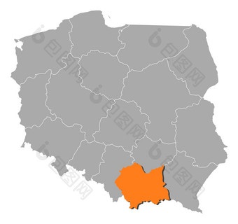 地图波兰较小的波兰突出显示政治地图波兰与的几个省省在哪里较小的波兰突出显示