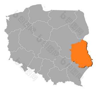地图波兰卢布林突出显示政治地图波兰与的几个省省在哪里卢布林突出显示