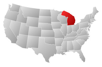 地图的曼联州密歇根<strong>突出</strong>显示政治地图曼联州与的几个州在哪里密歇根<strong>突出</strong>显示