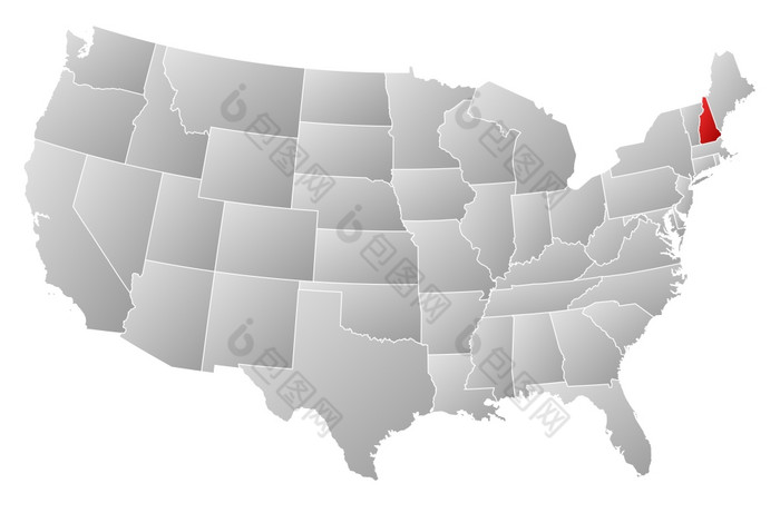 地图的曼联州新汉普郡突出显示政治地图曼联州与的几个州在哪里新汉普郡突出显示