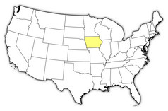 地图的曼联州爱荷华州突出显示政治地图曼联州与的几个州在哪里爱荷华州突出显示