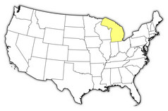 地图的曼联州密歇根突出显示政治地图曼联州与的几个州在哪里密歇根突出显示