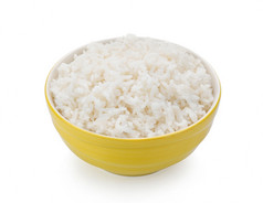 大米黄色的碗白色背景