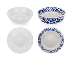 集古董陶瓷碗白色背景
