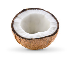 一半椰子孤立的白色背景