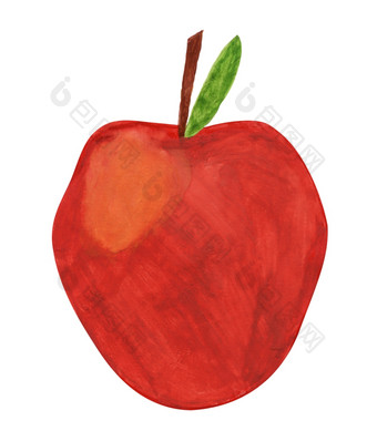 孩子画红色的苹果画然后扫描