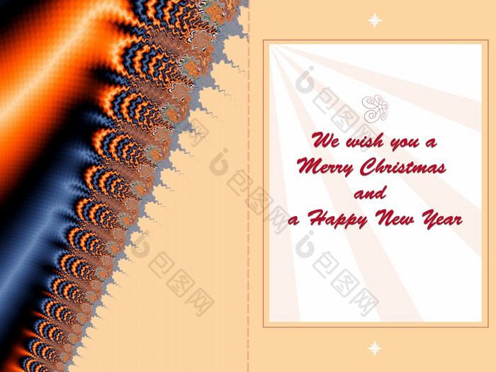 圣诞节和快乐新一年主题装饰双站色彩斑斓的传单与分形圣诞节和快乐新一年主题装饰传单