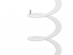 人人类字符爬的螺旋楼梯楼梯商人渲染插图