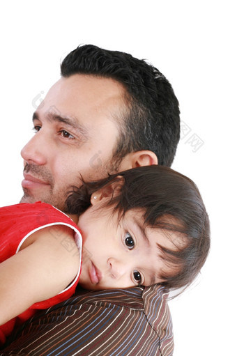 美丽的小女孩拥抱拥抱她的父亲焦点的小女孩