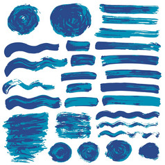 集合蓝色的油漆墨水刷中风刷行垃圾脏元素集合墨水墨水刷中风刷行垃圾