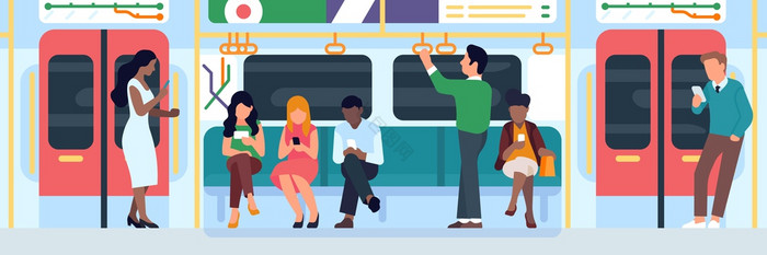 人地铁但和女性字符坐行使用移动手机地下大图片