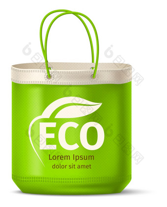 生态棉花袋模型可重用的杂货店购物手提包孤立的白色背景生态棉花袋模型可重用的杂货店购物手提包