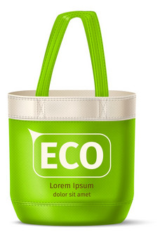 生态棉花袋模型绿色可重用的购物手提包孤立的白色背景生态棉花袋模型绿色可重用的购物手提包