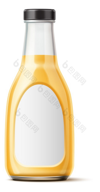 芥末模型玻璃瓶与酱汁空标签模板孤立的白色背景芥末模型玻璃瓶与酱汁空标签模板