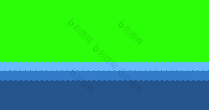 动画水波海海洋河概念绿色屏幕