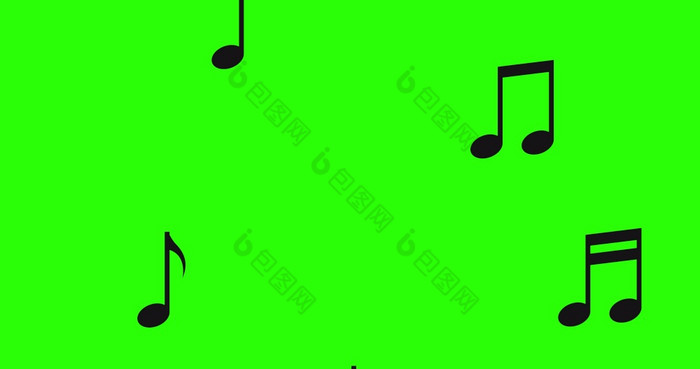 动画手绘音乐的笔记首歌旋律音乐概念涂鸦风格绿色屏幕