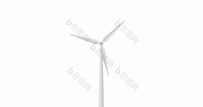 风涡轮动画生态站风能源概念平风格阿尔法香奈儿