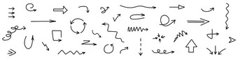集手绘箭头涂鸦风格集合指针可以使用为网络设计移动应用程序接口向量清净