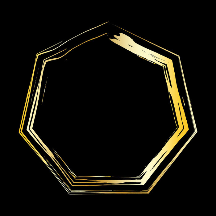 金七边形图标的美丽的几何框架的大纲向量插