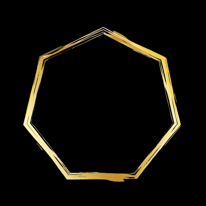 油漆刷金七边形图标的几何框架的向量插图股