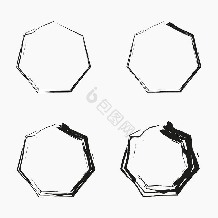 摘要空的七边形图标几何数字的大纲向量插图