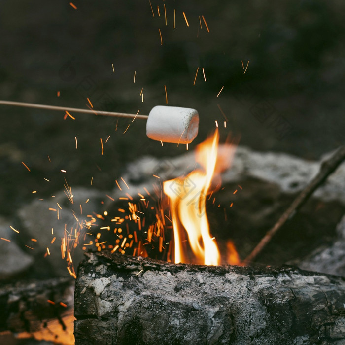 人燃烧棉花糖营火决议和高质量美丽的照片人燃烧棉花糖营火高质量美丽的照片概念