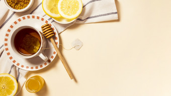 健康的早餐与蜂蜜柠檬片高决议照片健康的早餐与蜂蜜柠檬片高质量照片