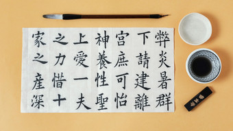 前视图作文中国人符号写与墨水