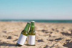 两个瓶啤酒桑迪海滩