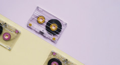 透明的盒式磁带磁带集合与复制空间