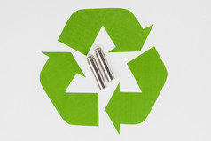 绿色生态回收象征使用电池