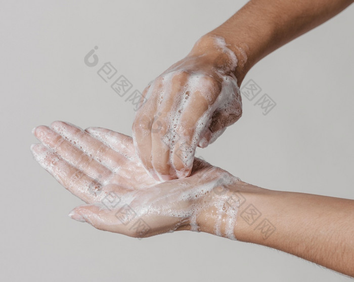 深清洁卫生概念洗手与肥皂
