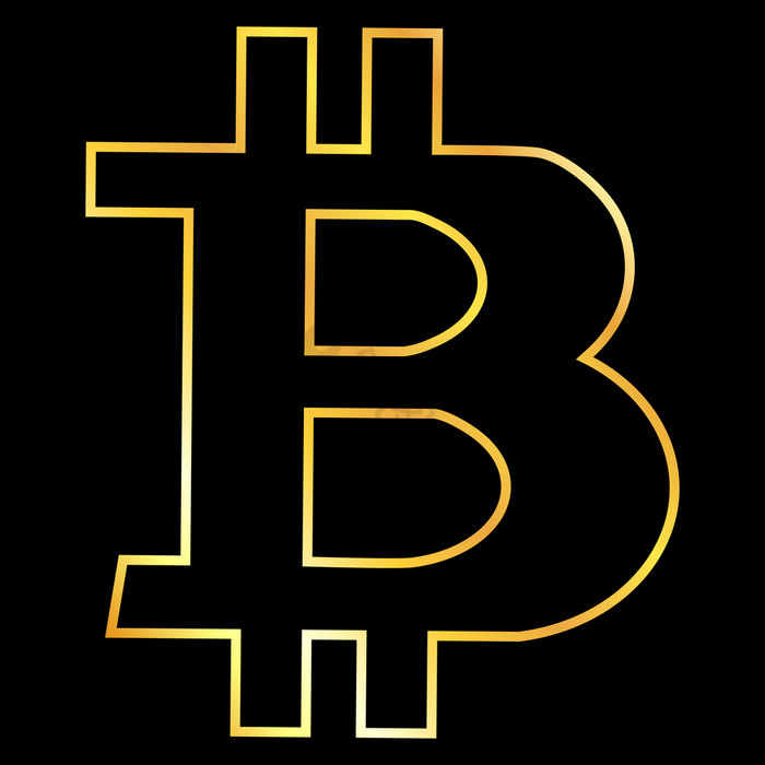 黄金轮廓比特币比特币令牌象征孤立的的向量图片