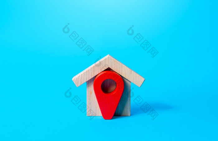 房子和红色的位置销图标概念发现首页买租金房子移动公司搜索为住房选项跟踪和导航购买房地产经纪人服务交付的地方