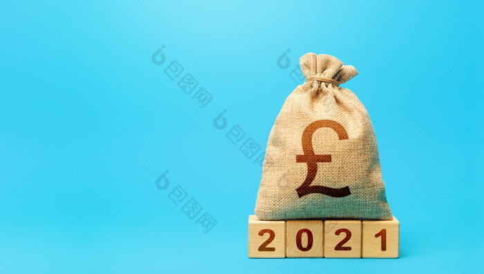 英国英镑英镑钱袋和块预算规划为下一个一年开始新十年业务计划和发展前景收入费用投资和融资