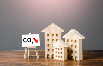 绿色房子和画架与<strong>碳</strong>二氧化物减少环境友好的改善公用事业公司和能源效率影响环境减少温室气体<strong>排放</strong>低<strong>碳</strong>足迹