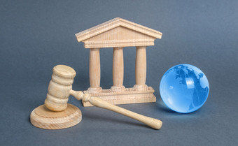 法院槌子和蓝色的全球地球地球国际法院保护业务利益和人类权利国际约定和条约最高
