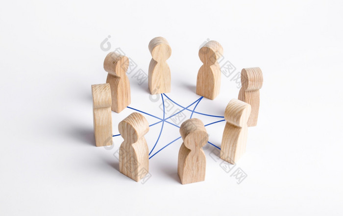 圆人相互联系的曲线行合作团队合作培训协作和合作参与社会连接加入解决任务工作人员社区会议