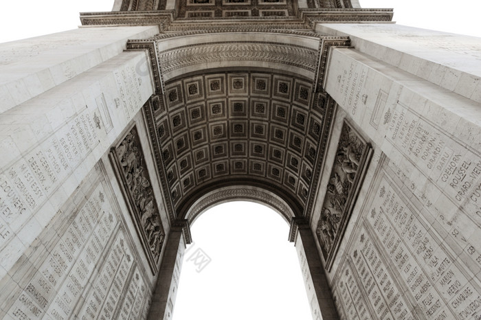 细节弧凯旋门又名拱胜利巴黎法国